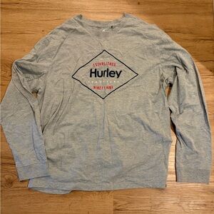 Hurley Light Gray Long Sleeve Tee with Red and Blue Logo
